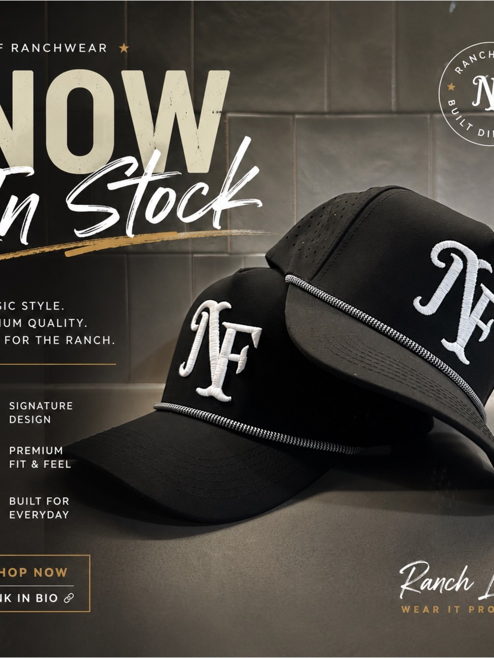 Black NF Embroidered Rope Baseball Cap